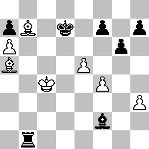 Wit: Kc4, La5, Lb7, pi a6, e4, f4, h3; Zwart: Kd7, Tb1, Lf2, pi a7, f7, g6, h7